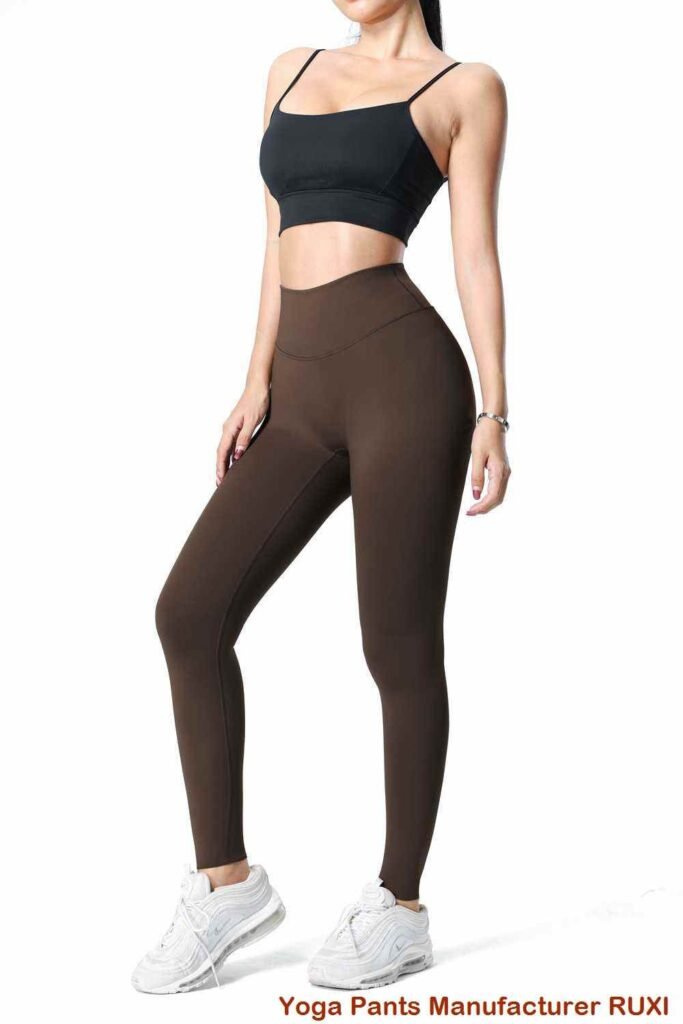 Beige Gym Leggings med hög midja Ruxi se613